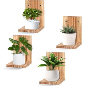 Prateleira de parede pequena moderna, mini prateleiras flutuantes de madeira,  pacote  4 unidades