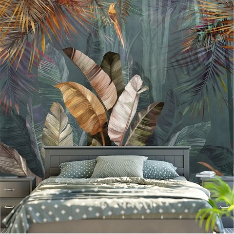 Papel de Parede Autoadesivo Folhagens coloridas