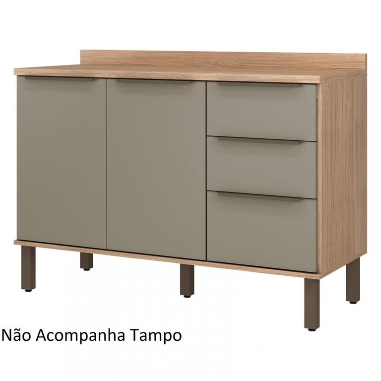 Balcão para Pia de Cozinha 2 Portas 3 Gavetas 120cm Verace Espresso Móveis Balcão para Pia de Cozinha 2 Portas 3 Gavetas 120cm Verace Espresso Móveis