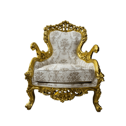 Jogo de Sofá Clássico Bege com Dourado + Par de Poltrona Prime Home Decor - 3