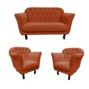 Ver imagem 3 de Kit Namoradeira + 2 Poltronas Decorativa Dália Veludo Terracota