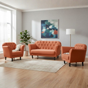 Ver imagem 1 de Kit Namoradeira + 2 Poltronas Decorativa Dália Veludo Terracota