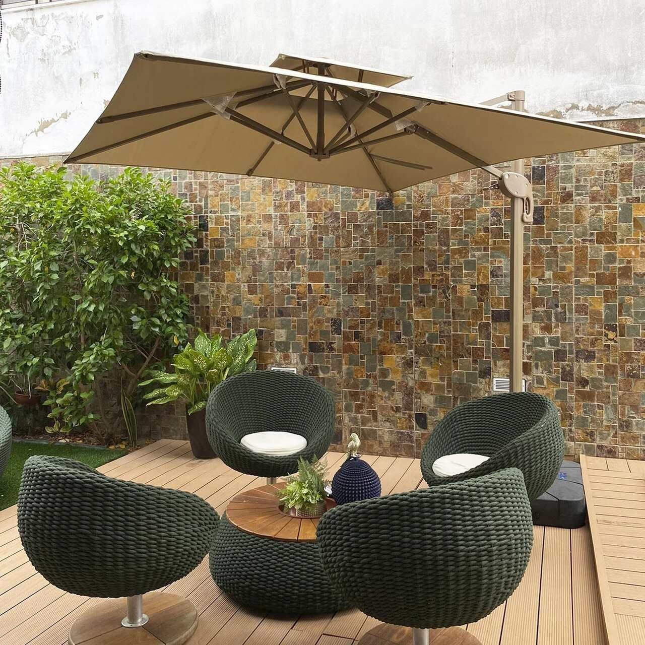 Ombrelone Guarda Sol Premium Aluminio Bege 3,0 X 3,0 C/ Base em 100l - 9
