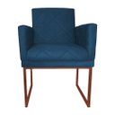 Ver imagem 2 de Poltrona Klara Suede Azul Royal Base Metálica Cobre - Vallisa Decor