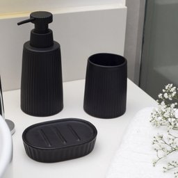 kit banheiro saboneteira e escova sanitária 4 pçs - oikos - 4