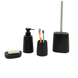 kit banheiro saboneteira e escova sanitária 4 pçs - oikos - 1