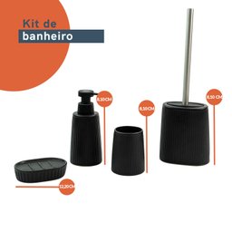 kit banheiro saboneteira e escova sanitária 4 pçs - oikos - 2
