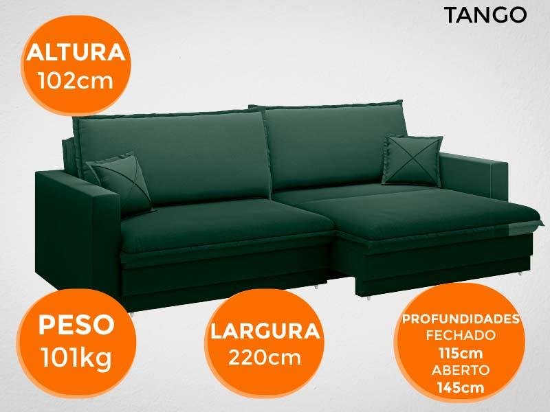 Sofá Tango 2,20M Sem Caixa, Retrátil e Reclinável Velosuede Verde - Netsofás - 7