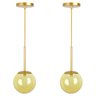 Kit 2 Pendentes Jabuticaba Dourado Globo de Vidro Âmbar - 1