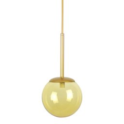 Kit 2 Pendentes Jabuticaba Dourado Globo de Vidro Âmbar - 2