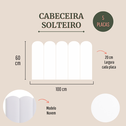 Cabeceira Solteiro Modulada Nuvem Cama Box Corino Branco - 2