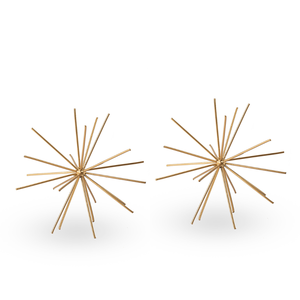 Kit 2 Escultura de Mesa Decorativa Ouriço De Ferro Pintura Dourado