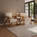 Ver imagem 1 de Kit 2 Poltrona Decorativa Moderna para Sala Escritório Xangai Bouclé Bege