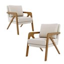 Ver imagem 2 de Kit 2 Poltrona Decorativa Moderna para Sala Escritório Xangai Bouclé Bege