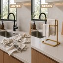 Ver imagem 6 de Suporte Porta Toalha Dourado de Rosto Duplo para Bancada de Banheiro Lavabo - Édecasamóveis
