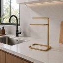 Ver imagem 5 de Suporte Porta Toalha Dourado de Rosto Duplo para Bancada de Banheiro Lavabo - Édecasamóveis