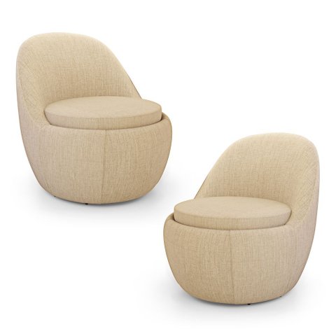 Kit 02 Poltronas Orgânicas Living Memphis Fixa Linho Bege - Abmaza