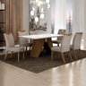 Conjunto Sala de Jantar Mesa Tampo de Vidro Branco 6 Cadeiras Verona Leifer - 1
