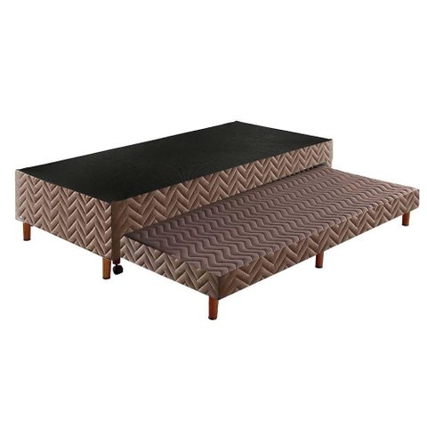 Cama Box Base C/auxiliar Universal com Auxiliar Sommier Rústico Brown (88x188x30) - Paropas