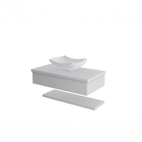 Conjunto Bancada C-cuba L42 e Prateleira Metrópole 805 Perffect Acetinado Branco Chess