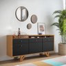 Kit Aparador Buffet Bar 2 Portas Valentim Com Espelho Caribe Freijó B01 Carvalho Preto - Lyam - 2