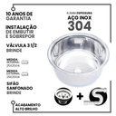 Ver imagem 2 de Cuba Redonda Cozinha 25 Cm Aço Inox 430 com Válvula e Sifão