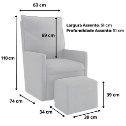 Cadeira Amamentação Puff Balanço Alta Quarto Bebe Boucle Bia - 6