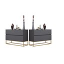 Ver imagem 1 de Kit 2 Mesa Cabeceira Industrial Com Pés de Ferro Dourado 2 Gavetas Puxador Cava Cor Cinza