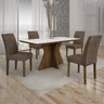 Conjunto Sala de Jantar Mesa Tampo de Vidro Branco Creta 4 Cadeiras Olímpia Leifer - 1