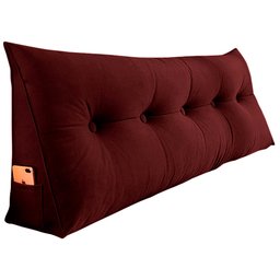 Almofada Para Cabeceira Encosto Apoio Lombar Spot 160cm com Porta Celular Suede - Desk Design Vermel - 2
