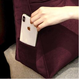 Almofada Para Cabeceira Encosto Apoio Lombar Spot 160cm com Porta Celular Suede - Desk Design Vermel - 6