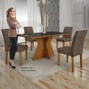 Ver imagem 5 de Conjunto Sala de Jantar Mesa Tampo de Vidro Preto Creta 4 Cadeiras Olímpia Leifer