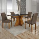 Ver imagem 1 de Conjunto Sala de Jantar Mesa Tampo de Vidro Preto Creta 4 Cadeiras Olímpia Leifer