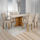 Ver imagem 1 de Conjunto Sala de Jantar Mesa Tampo de Vidro Off-white Creta 6 Cadeiras Olímpia Leifer