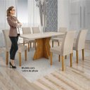 Ver imagem 5 de Conjunto Sala de Jantar Mesa Tampo de Vidro Off-white Creta 6 Cadeiras Olímpia Leifer