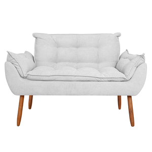 Sofá 2 Lugares Orgânico Bouclê Off White - Balaqui Decor Cor:bege