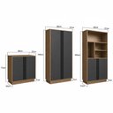 Ver imagem 3 de Conjunto Escritório Office 3 Peças, Armário Baixo 2 Portas e Armário Alto 4 Portas e Nichos