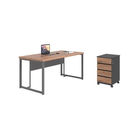 Escrivaninha com Gaveteiro Bianca 4 Gavetas 180cm Noce Preto Casah