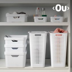 Cestos Organizadores com Tampa ou 47l para Roupas Lavanderia 2un Brancos Área de Serviço - 4