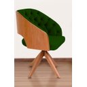 Ver imagem 1 de Poltrona Decorativa Mari Laminada Pé Giratório de Madeira Capitonê Cor:verde