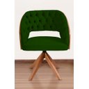 Ver imagem 2 de Poltrona Decorativa Mari Laminada Pé Giratório de Madeira Capitonê Cor:verde