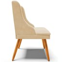 Ver imagem 2 de Kit 6 Cadeiras Decorativas Sala de Jantar Pés Palito de Madeira Firenze Suede Bege/natural G19