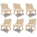 Ver imagem 1 de Kit 6 Cadeiras Decorativas Sala de Jantar Pés Palito de Madeira Firenze Suede Bege/natural G19