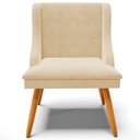 Ver imagem 4 de Kit 6 Cadeiras Decorativas Sala de Jantar Pés Palito de Madeira Firenze Suede Bege/natural G19