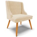 Ver imagem 3 de Kit 6 Cadeiras Decorativas Sala de Jantar Pés Palito de Madeira Firenze Suede Bege/natural G19