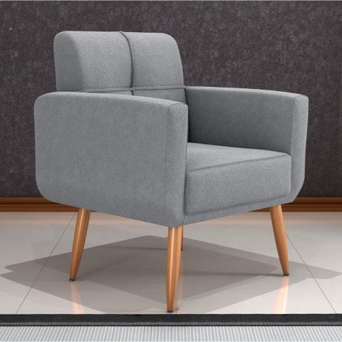Poltrona Decorativa para Sala Lages Boucle Cinza