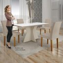 Ver imagem 5 de Conjunto Sala de Jantar Mesa Tampo de Vidro Branco Creta 4 Cadeiras Olímpia Leifer