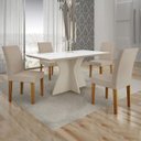 Ver imagem 1 de Conjunto Sala de Jantar Mesa Tampo de Vidro Branco Creta 4 Cadeiras Olímpia Leifer