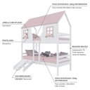 Ver imagem 4 de Beliche Casinha Encantada com Kit Escada/ Escorregador Madeira Maciça Branco/ Rosa Megamobilia
