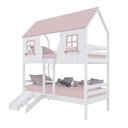 Ver imagem 2 de Beliche Casinha Encantada com Kit Escada/ Escorregador Madeira Maciça Branco/ Rosa Megamobilia